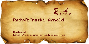 Radvánszki Arnold névjegykártya