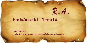 Radvánszki Arnold névjegykártya