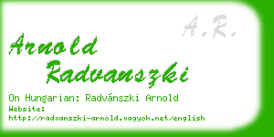 arnold radvanszki business card