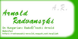 arnold radvanszki business card
